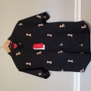 NWT Denim & Flower Holiday Button Down Puppy Shirt Size XL